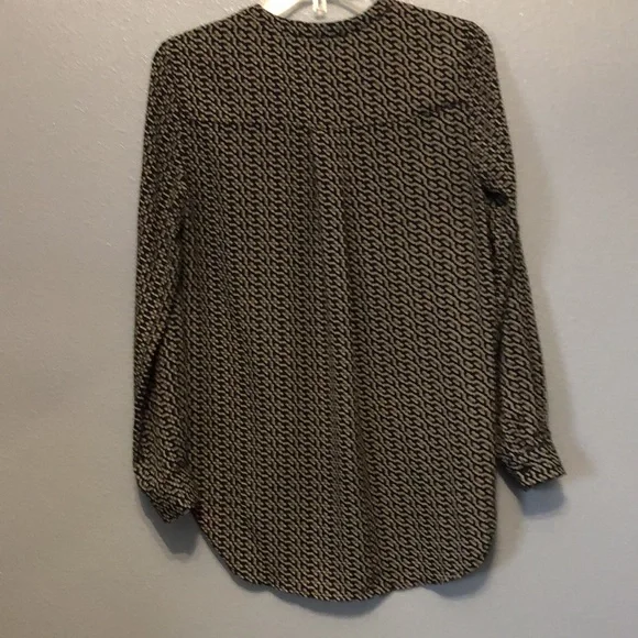 Pleione blouse Women's Small S long sleeve black brown abstract shirt top EUC - Picture 9 of 11